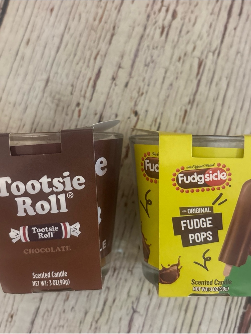 Tootsie Roll & Fudgsicle Scented Candles Duo - Brown and Yellow